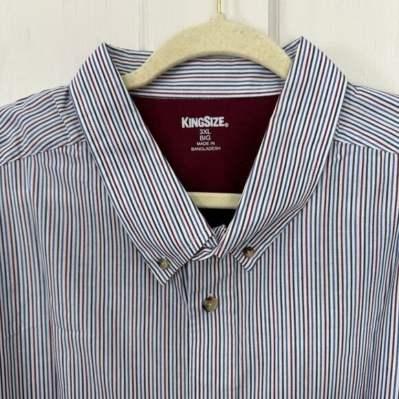 King Size Brand Mens Shirt Button Down Short Sleeve Size 3XL Big Striped Pocket - Picture 4 of 8
